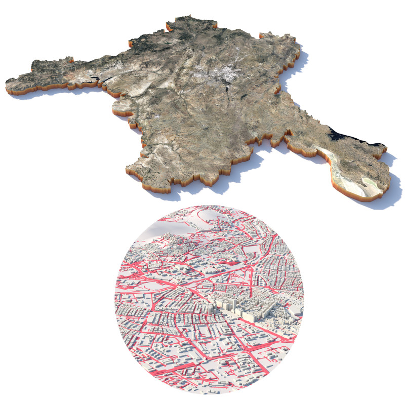 Ankara Terrain city Turkey 3D Model .c4d .max .obj .3ds .fbx .stl .blend