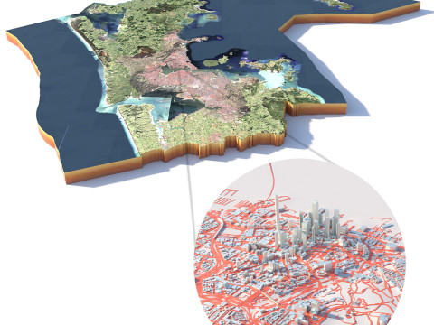 Auckland Terrain city New Zealand 3D मॉडल