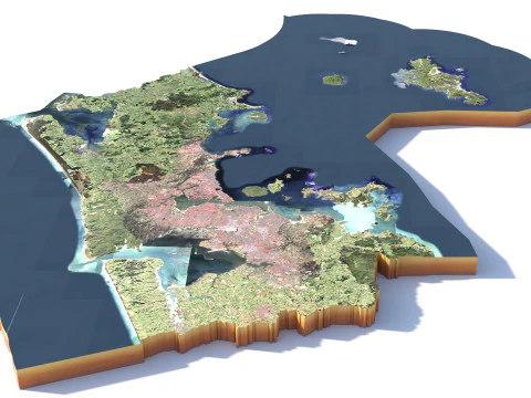 Auckland Terrain city New Zealand 3D Model