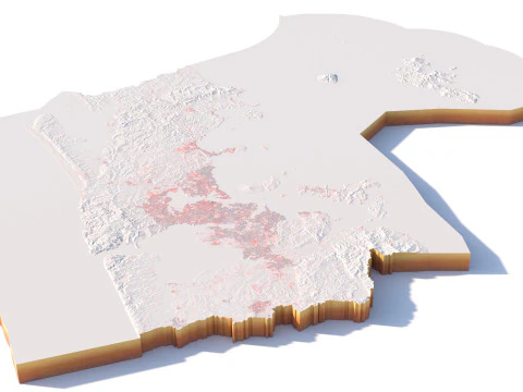 Auckland Terrain city New Zealand 3D Model