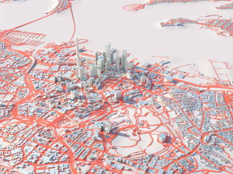 Auckland Terrain city New Zealand 3D Model
