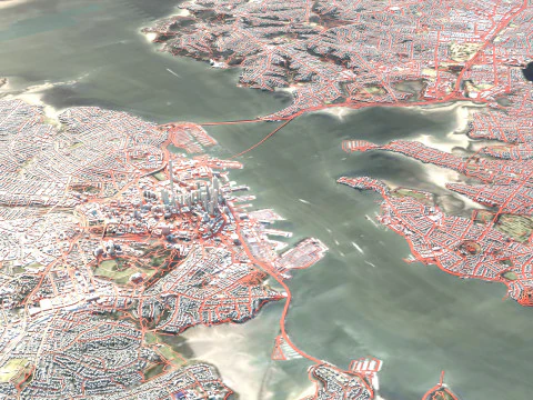 Auckland Terrain city New Zealand 3D Model