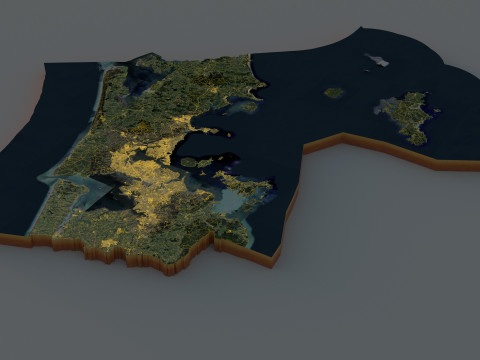 Auckland Terrain city New Zealand 3D 模型