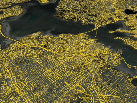 Auckland Terrain city New Zealand 3D Model