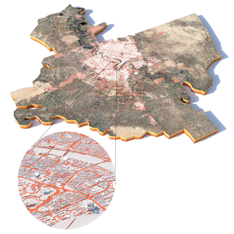 Baghdad Terrain city Iraq 3D Model .c4d .max .obj .3ds .fbx .stl .blend
