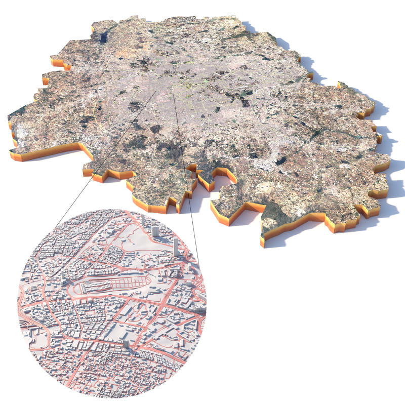 Bangalore Terrain city Bengaluru in India 3D 模型 .c4d .max .obj .3ds .fbx .stl .blend