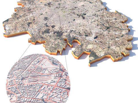 Bangalore Terrain city Bengaluru in India 3D Модель