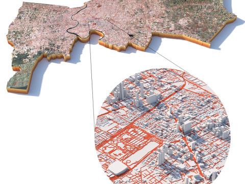 Bangkok Terrain city Thailand 3D Model