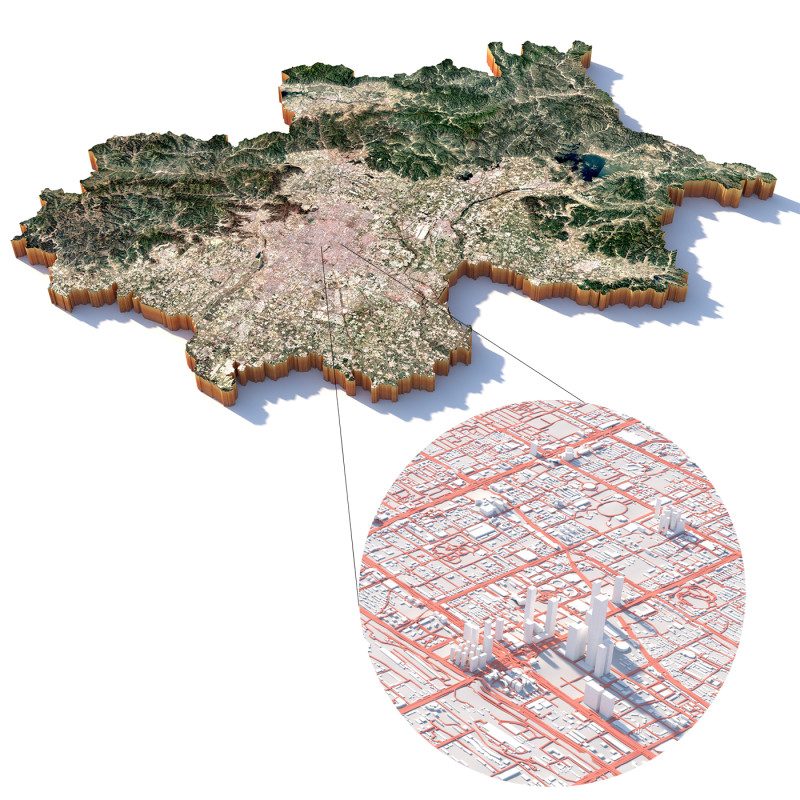 Beijing Terrain city China Modello 3D .c4d .max .obj .3ds .fbx .stl .blend