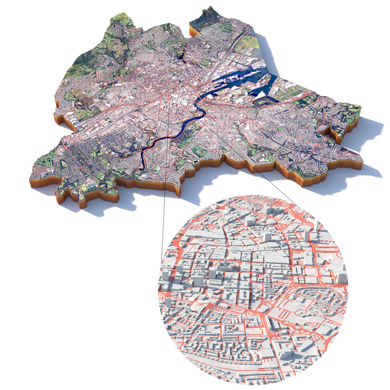 Belfast Northern Terrain city Ireland UK Modelo 3D .c4d .max .obj .3ds .fbx .stl .blend 