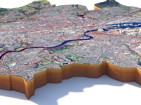 Belfast Northern Terrain city Ireland UK Modelo 3D
