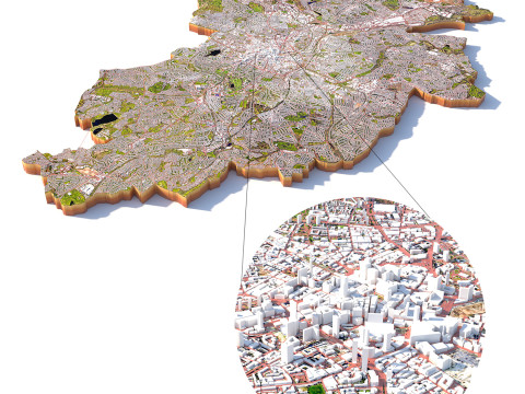 Birmingham Terrain city United Kingdom 3D 모델