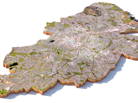 Birmingham Terrain city United Kingdom 3D Model