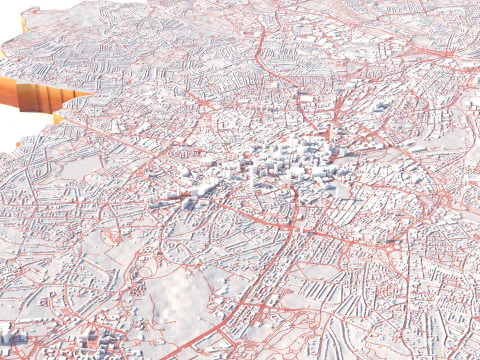 Birmingham Terrain city United Kingdom 3D Model
