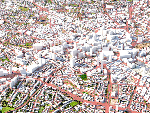 Birmingham Terrain city United Kingdom Model 3D