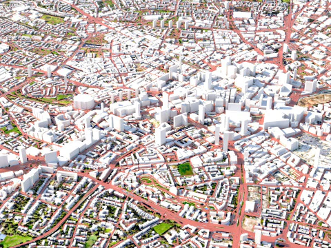 Birmingham Terrain city United Kingdom 3D Model