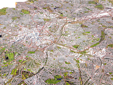 Birmingham Terrain city United Kingdom Model 3D