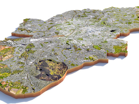 Birmingham Terrain city United Kingdom Model 3D