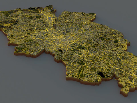 Birmingham Terrain city United Kingdom 3D Model