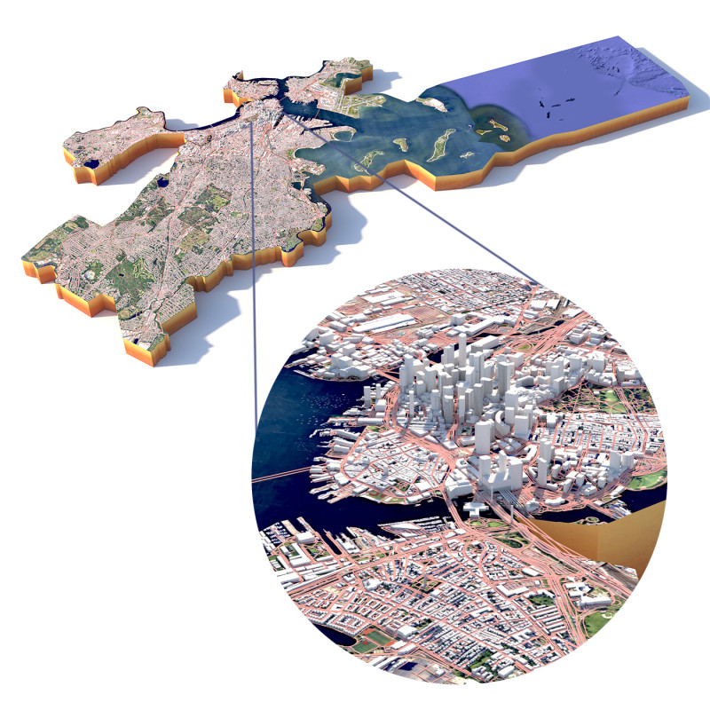 Boston Terrain city Massachusetts USA 3D Model .c4d .max .obj .3ds .fbx .stl .blend 