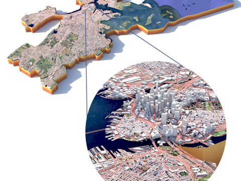 Boston Terrain city Massachusetts USA 3D 模型