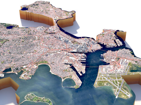 Boston Terrain city Massachusetts USA 3D Model