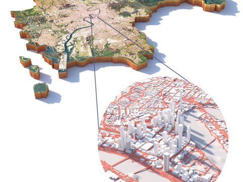 Brisbane Terrain city in Australia 3D Model