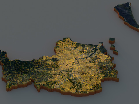 Brisbane Terrain city in Australia 3Dモデル