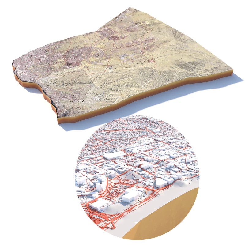 Cairo Terrain city Egypt 3D Model .c4d .max .obj .3ds .fbx .stl .blend