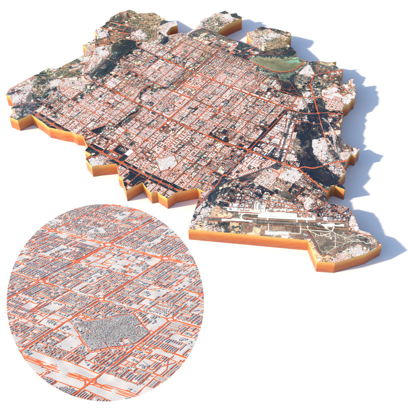 Chandigarh Terrain city Punjab India 3D Model .c4d .max .obj .3ds .fbx .stl .blend 