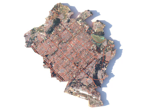 Chandigarh Terrain Stadt Punjab Indien 3D Modell