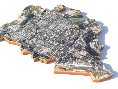 Chandigarh Terrain Stadt Punjab Indien 3D Modell