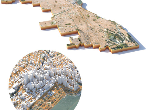 Chicago Terrain city Illinois USA 3Dモデル