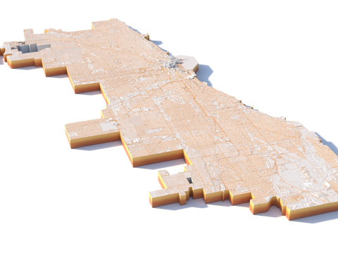 Chicago Terrain city Illinois USA 3D 모델