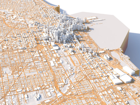 Chicago Terrain city Illinois USA 3D 모델