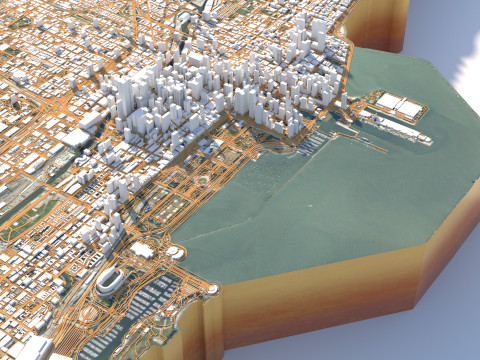 Chicago Terrain city Illinois USA 3D 모델