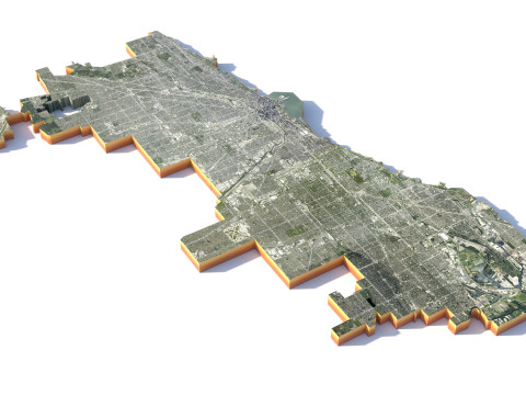 Chicago Terrain city Illinois USA 3D 모델