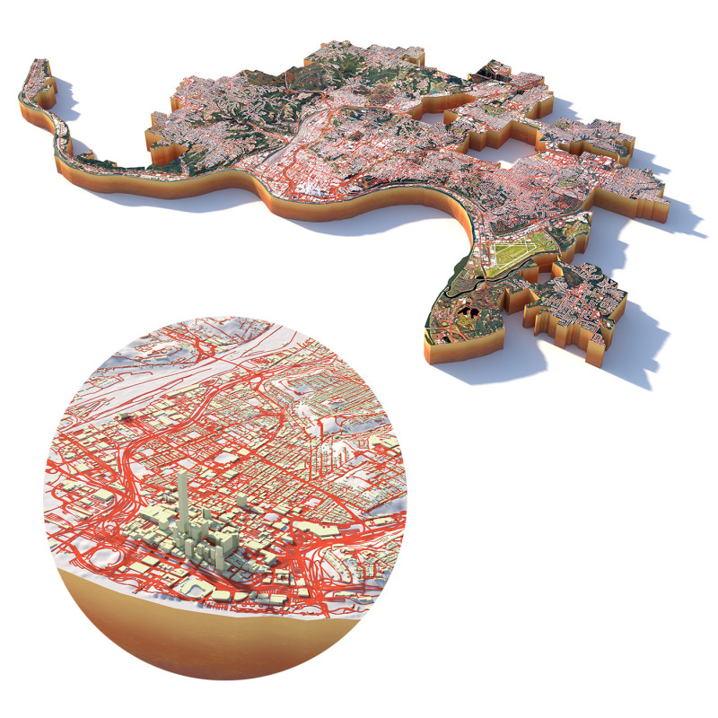 Cincinnati Terrain city Ohio USA Model 3D .c4d .max .obj .3ds .fbx .stl .blend 
