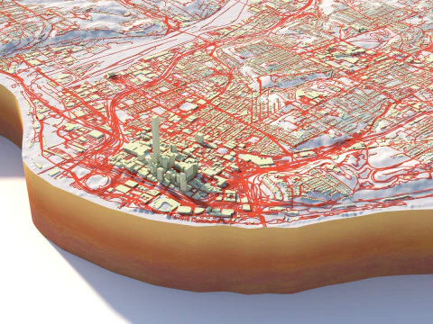 Cincinnati Gel&auml;ndestadt Ohio USA 3D Modell