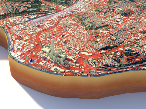 Cincinnati Terrain city Ohio USA Model 3D