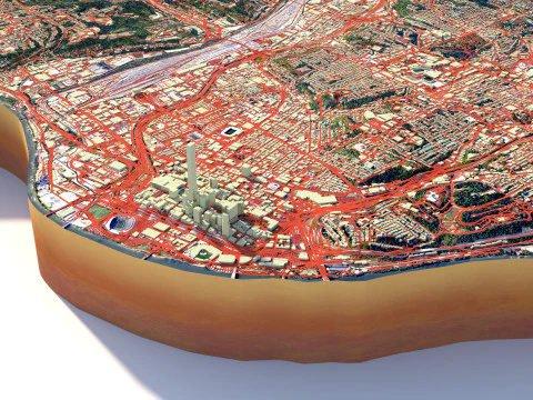 Cincinnati Gel&auml;ndestadt Ohio USA 3D Modell