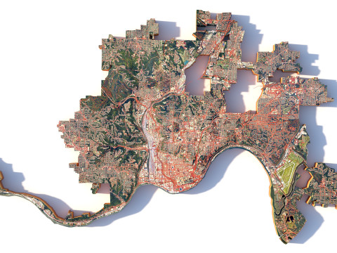 Cincinnati Terrain city Ohio USA Model 3D