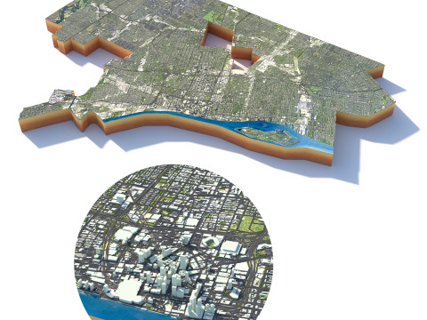 Detroit Terrain city Michigan USA 3D Model