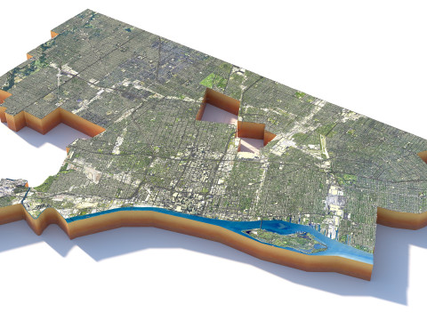 Detroit Terrain city Michigan USA 3D Model