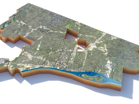 Detroit Terrain city Michigan USA 3D Model