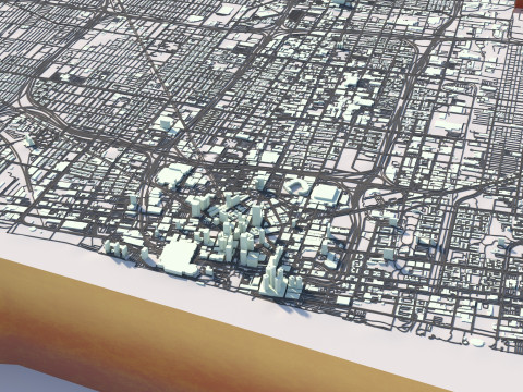 Detroit Terrain city Michigan USA 3D Model