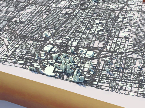 Detroit Terrain city Michigan USA 3D Model