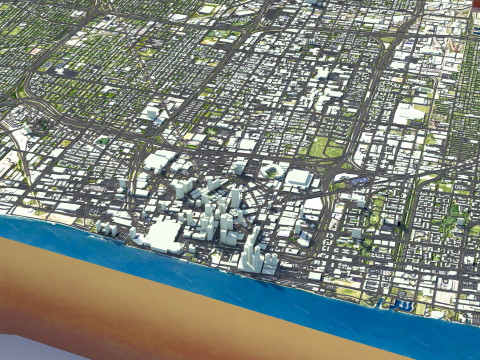 Detroit Terrain city Michigan USA 3D Model