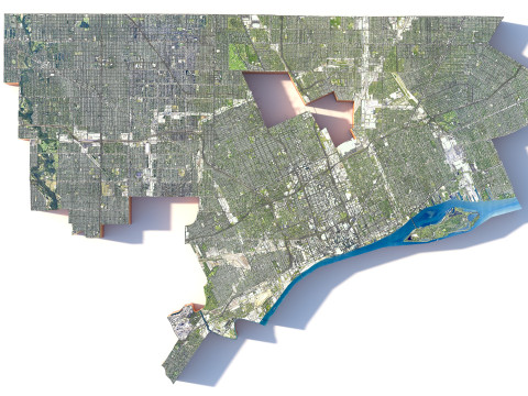 Detroit Terrain city Michigan USA 3D Model