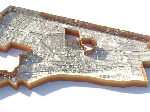 Detroit Terrain city Michigan USA 3D Model